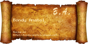 Bondy Anatol névjegykártya